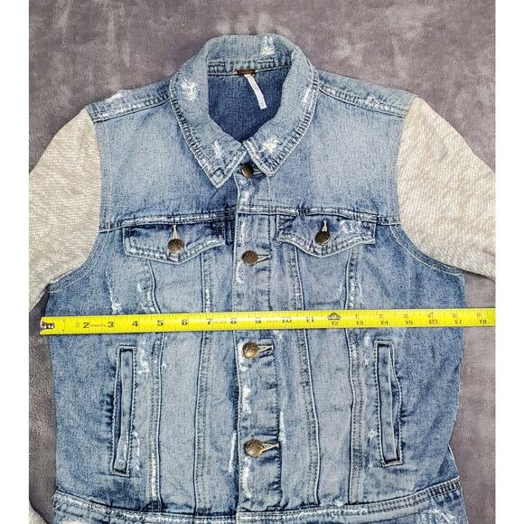 Free People Women's Size S Jean Jacket Blue Hybrid Winter Cotton Ca16-10 - Picture 3 of 7